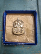 Air Raid Precautions Silver 1939 badge in box