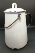Vintage White and Black Enamel Swedish Pot 1 1/2 lit